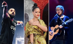 Among Spotifyâs most-streamed ... Drake, Rihanna and Ed Sheeran.