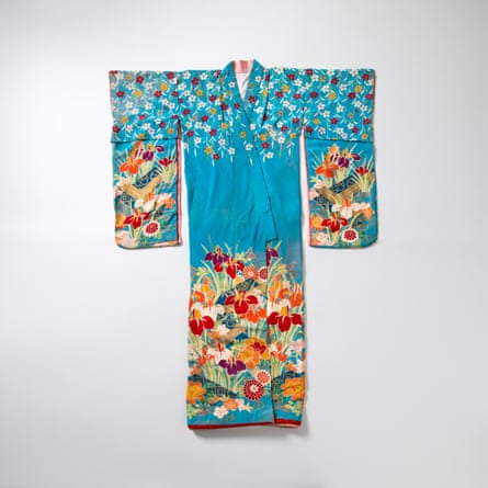 Authentic blue silk floral kimono. Akira Isogawa book, page 53