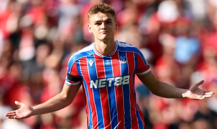 Justin Devenny celebrates during the Community Shield match between Crystal Palace and Liverpool at Wembley