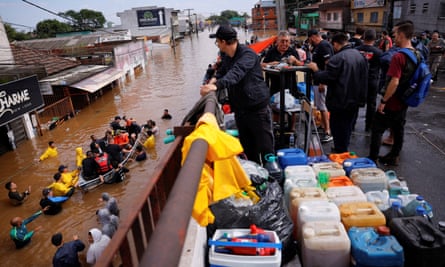 People being rescued in Canoas, Rio Grande do Sul state after severe flooding