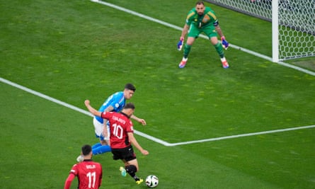 Albania's Nedim Bajrami scores the quickest goal in Euros history