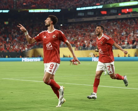 Al Ahly celebrate a goal against Porto.
