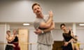 ‘I wanted to explore how two men can be very tender and masculine and also feminine and romantic’ … Christopher Wheeldon (centre) in rehearsals for Oscar.