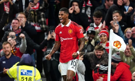 Manchester United v West Ham: Premier League – live | Premier League 8 Marcus Rashford celebrates scoring