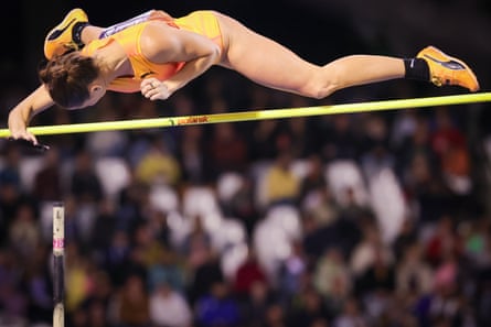 Kennedy vaults over the bar at a Diamond League meet last year