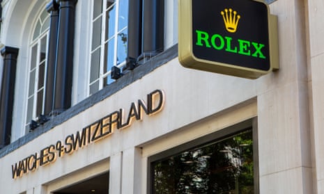 A photo of the Watches of Switzerland store in Oxford Street – with a prominent Rolex sign.
