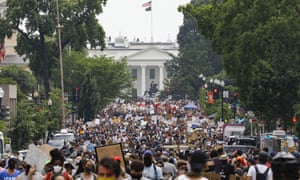 In a 6 June photo, demonstrators gather near the White House in Washington to protest the death of George Floyd.