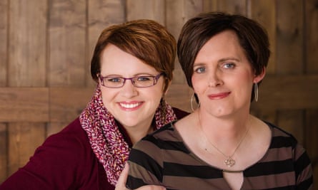 Brigit Pack (left), who co-founded a Facebook support group for trans Mormons and their family members, with her spouse Ann Pack.