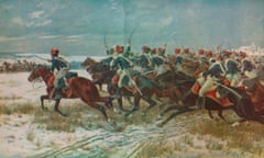 ‘The Charge of the 10th Hussars at Benevente (Corunna Campaign), 1809’, c1915 (1928). Artist: William Barnes Wollen.<br>HT2ETN ‘The Charge of the 10th Hussars at Benevente (Corunna Campaign), 1809’, c1915 (1928). Artist: William Barnes Wollen.