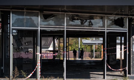 A destroyed shopping centre in Hostomel.