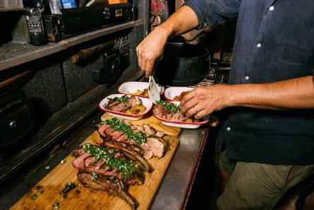 Harry Fisher preparing lamb cutlets