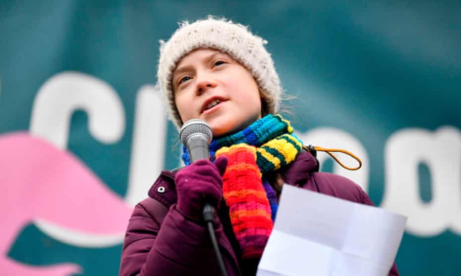Greta Thunberg speaks during a Youth Strike 4 Climate protest march on 6 March 2020 in Brussels