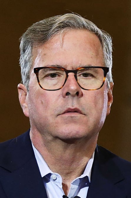 Jeb Bush photoshopped by The Guardian to wear Warby Parker Burke in Sugar Maple.
