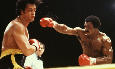 Carl Weathers as Apollo Creed, right, throwing a punch at Sylvester Stallone in Rocky II, 1979.