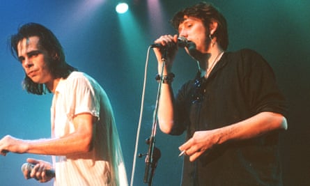 Nick Cave and Shane MacGowan perform together at a Bad Seeds gig in London, 1992.