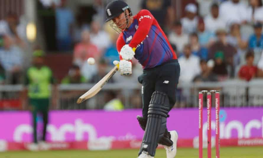 Jason Roy hits out during his innings of 64