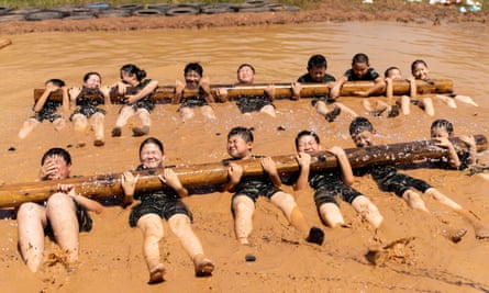 Children at a Chinese military summer camp in Hefei, Anhui province, 2023