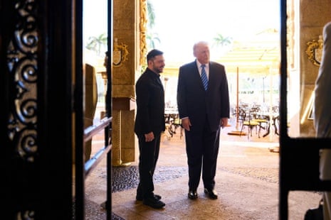 Donald Trump met with Volodymyr Zelenskyy for talks at his Mar-a-Lago resort in Palm Beach, Florida.