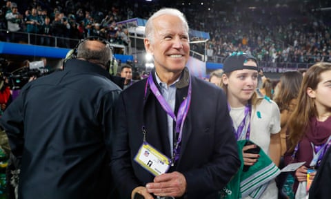 Joe Biden attends Super Bowl LII, in Minneapolis in February.