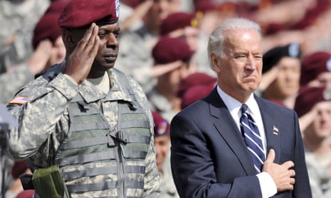 Joe Biden, right, has chosen Lt Gen Lloyd Austin for defense secretary.