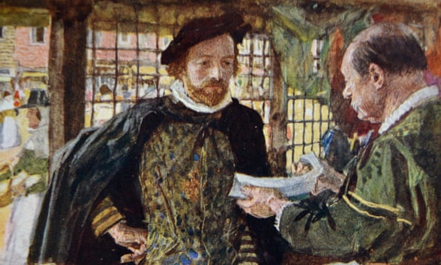 A detail from a speculative Victorian painting of Shakespeare out shopping.