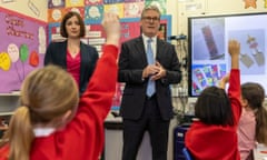 Keir Starmer and education secretary Bridget Phillipson during a visit to Perry Hall primary school in Orpington, south east London.