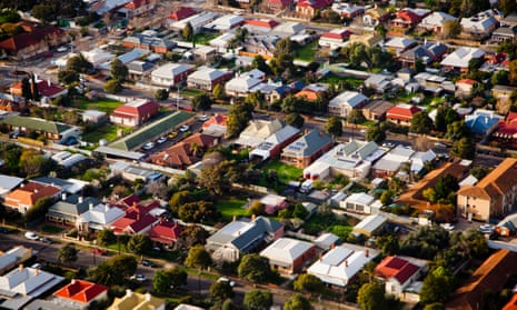 Aerial view of a suburb in Australia