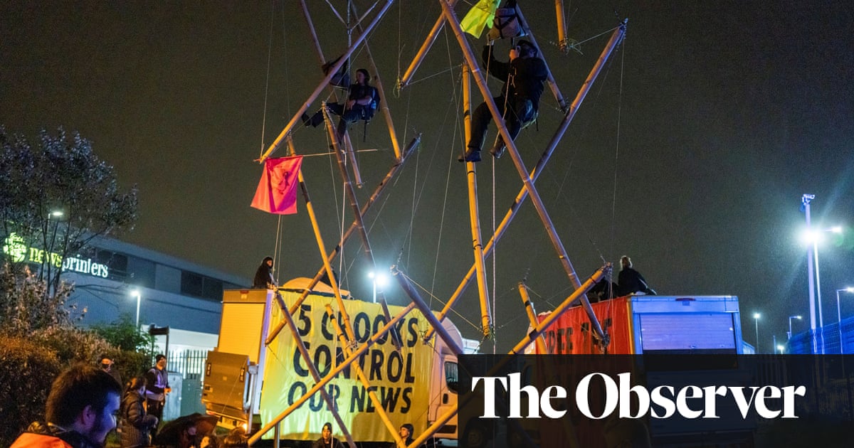 Climate activists accused of  ‘attacking free press’ by blockading print works