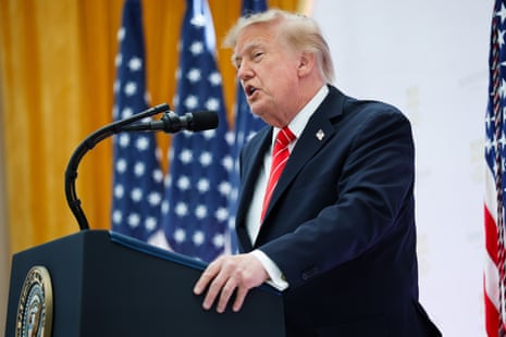US president Donald Trump delivers remarks at the Institute of Peace on October 08, 2026 in Washington, DC.