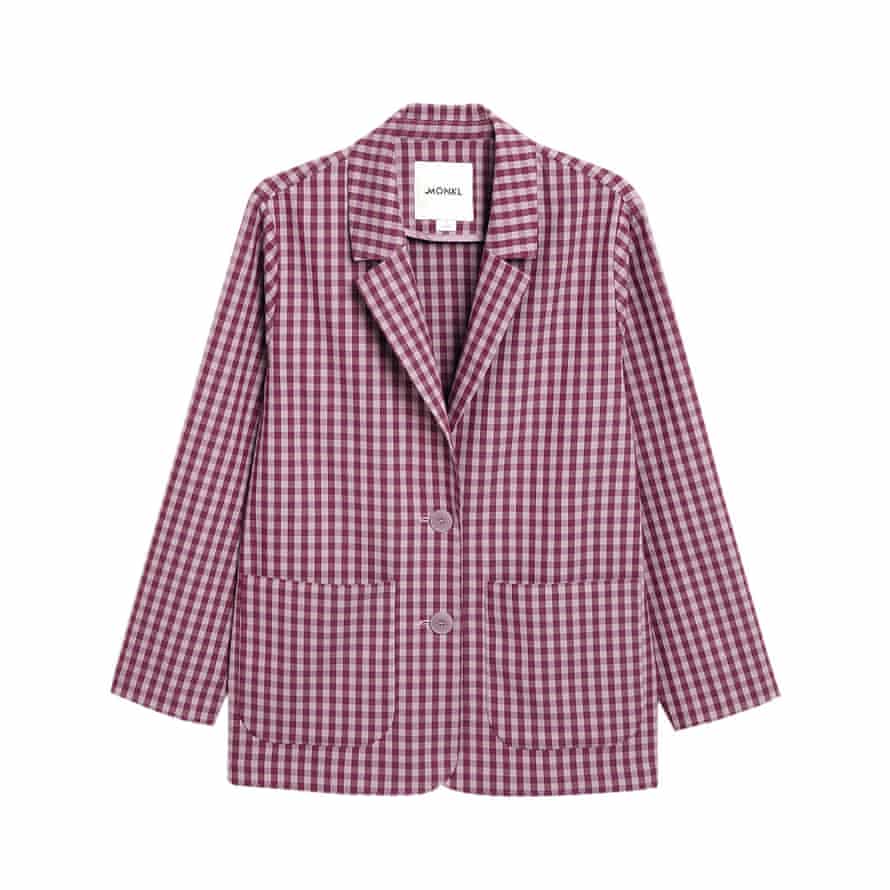 pink burgundy Gingham blazer