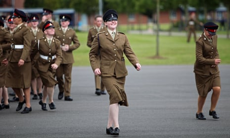 A junior soldier takes part in a graduation parade at the Army Foundation College in Harrogate