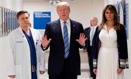 Donald and Melania Trump at a hospital in Pompano Beach, Florida.