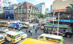 Nairobi’s central business district during afternoon rush hour.