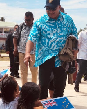 Fijian prime minister Frank Bainimarama arrives in Tuvalu