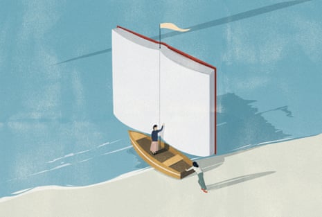 Illustration of boat with book as sail