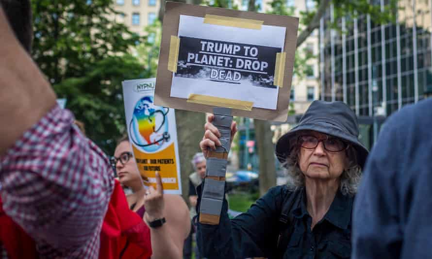Protests in New York after Trump pulled out of the Paris climate accord.