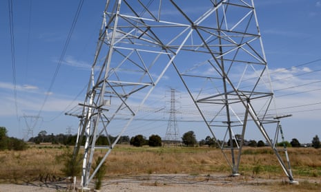electrical transmission lines over grassland