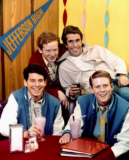 Anson Williams, Don Most, Henry Winkler and Ron Howard in Happy Days, which Howard starred in from 1974 to 1980