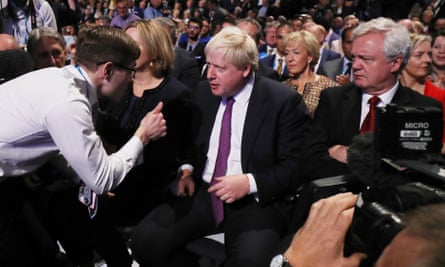 Simon Brodkin gives the thumbs up to the foreign secretary, Boris Johnson.