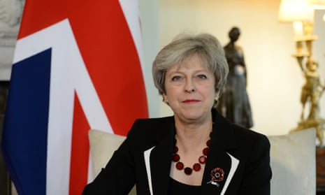 Theresa May with British flag