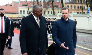 US defense secretary Lloyd Austin visited Vilnius, Lithuania on Saturday and warned Russia is “poised to strike” Ukraine.