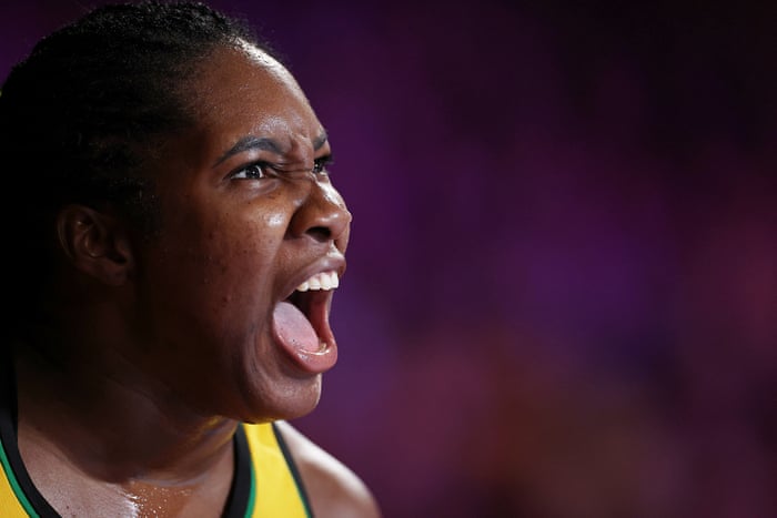 Jhaniele Fowler celebrates after Jamaica's stunning win over New Zealand.