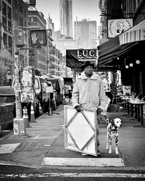 Man and dalmatian on New York street
