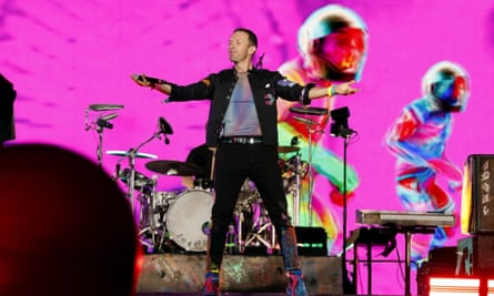 Coldplay live in Bogota on the Music of the Spheres world tour.