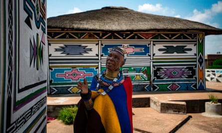 Esther Mahlangu outside her home in Mpumalanga.