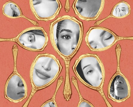 A number of wrinkle free faces in multiple mirrors.