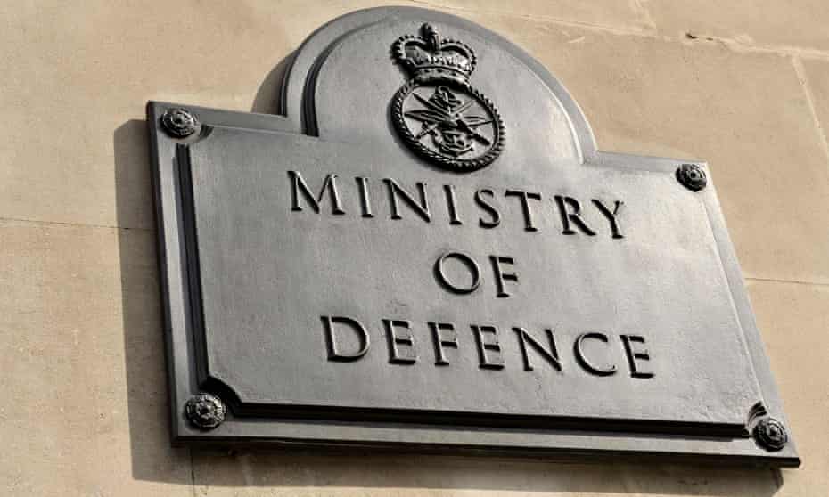 Sign for the Ministry of Defence in London. 