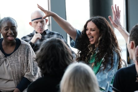 Jade Thirlwall laughs with her interviewees on The Assembly
