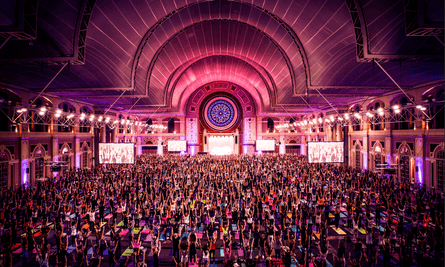 Bringing yoga to the masses … The event at Alexandra Palace, London, this month.