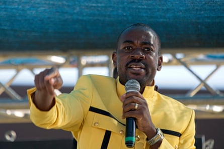 Nelson Chamisa leader of the main opposition Citizens Coalition for Change at an electoral rally in Bulawayo on 5 March 2022.
